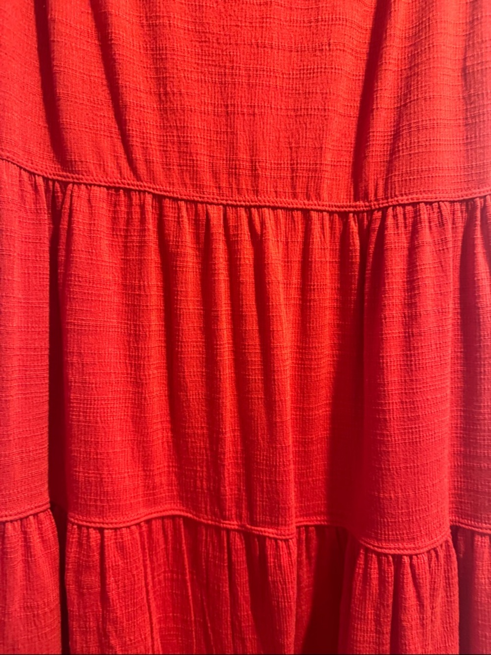 Max Studio Red Tiered Midi Dress with Ruffle Sleeves - Picture 4 of 6